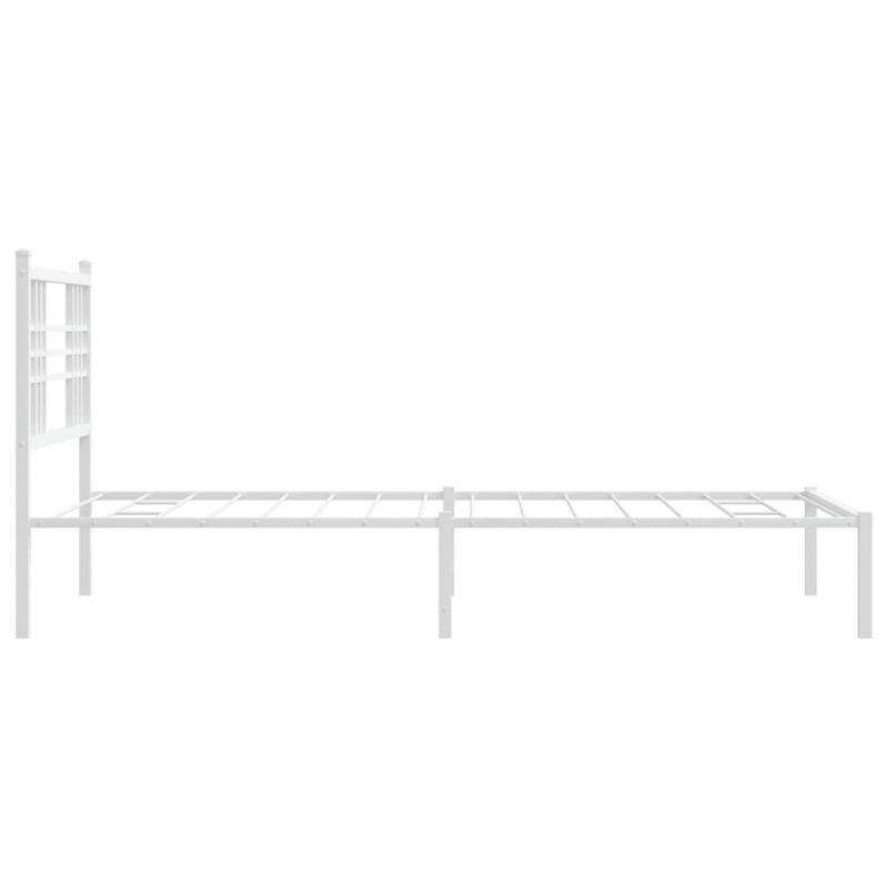 Bettgestell mit Kopfteil Metall Weiß 100x190 cm