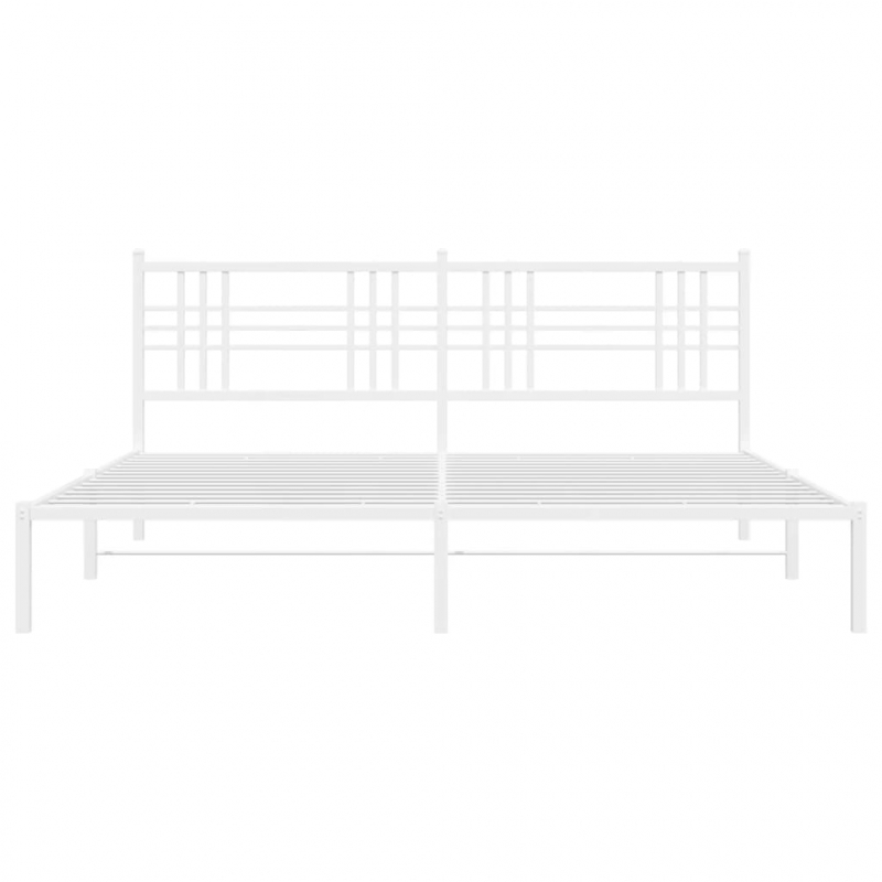 Bettgestell mit Kopfteil Metall Weiß 200x200 cm