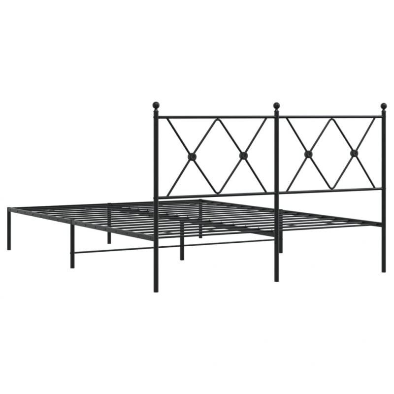 Bettgestell mit Kopfteil Metall Schwarz 140x200 cm