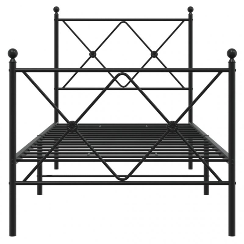 Bettgestell mit Kopf- und Fußteil Metall Schwarz 75x190 cm