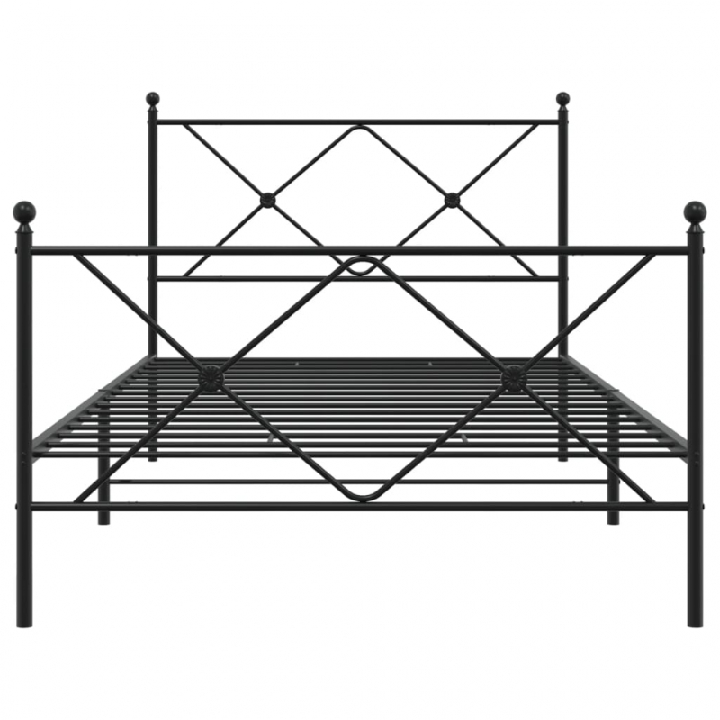 Bettgestell mit Kopf- und Fußteil Metall Schwarz 100x190 cm