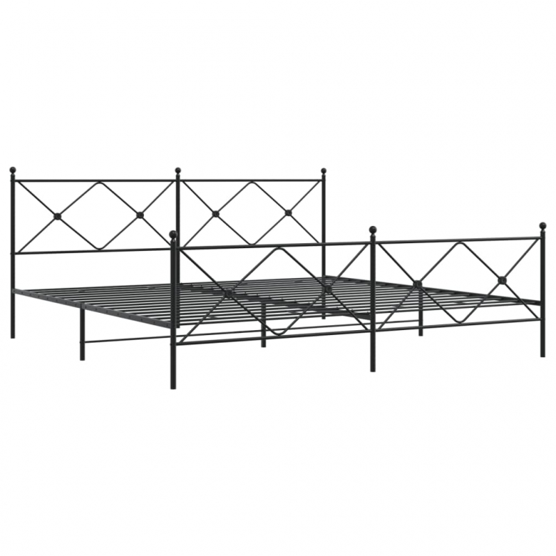 Bettgestell mit Kopf- und Fußteil Metall Schwarz 200x200 cm