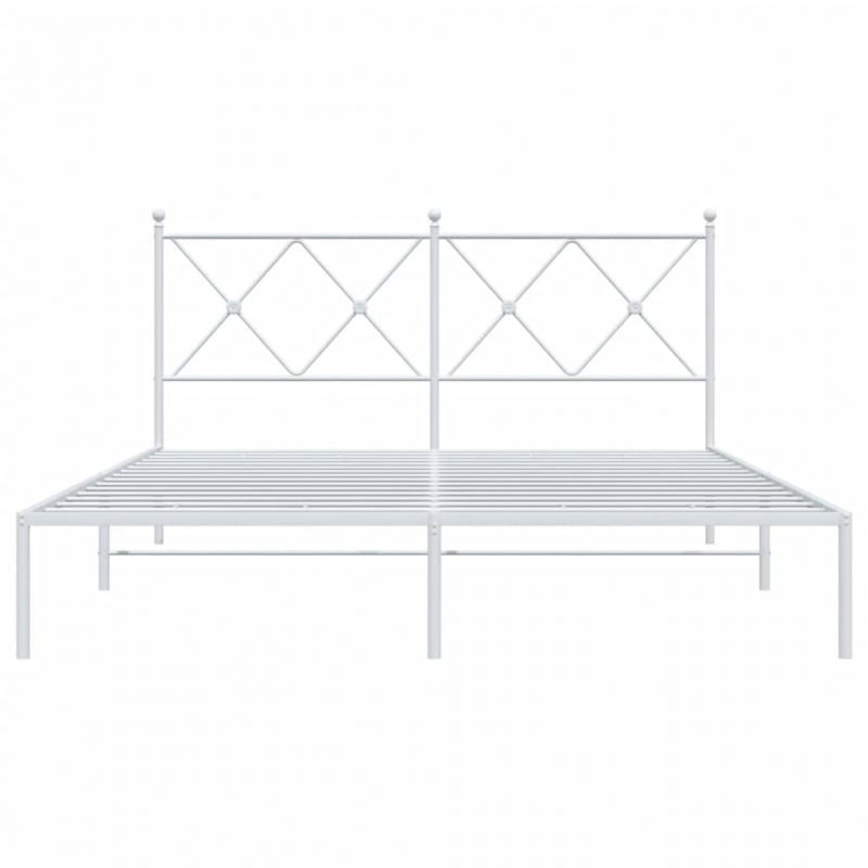 Bettgestell mit Kopfteil Metall Weiß 160x200 cm