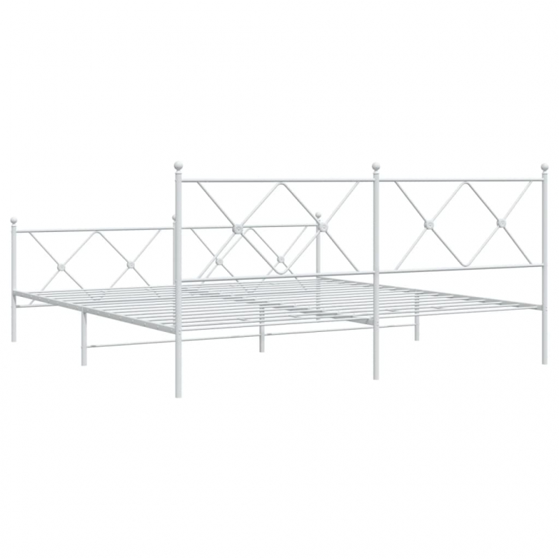 Bettgestell mit Kopf- und Fußteil Metall Weiß 180x200 cm