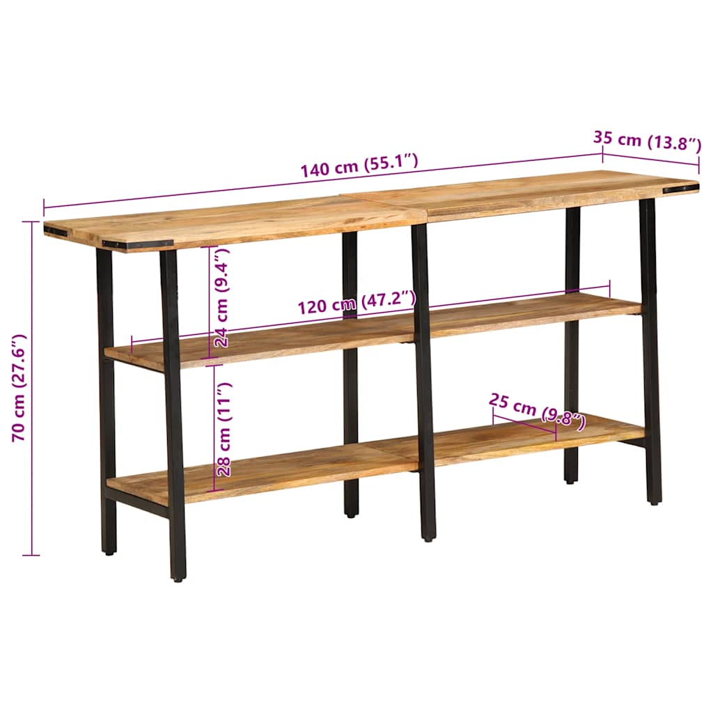 Konsolentisch 140x35x70 cm Massivholz Mango