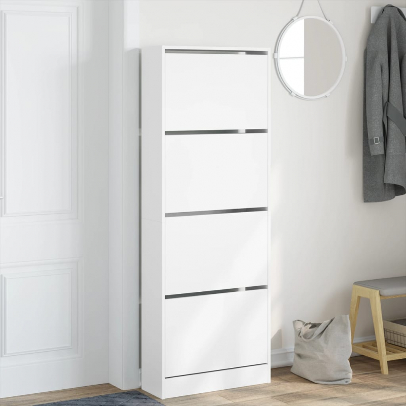 Schuhschrank Weiß 60x21x163,5 cm Holzwerkstoff