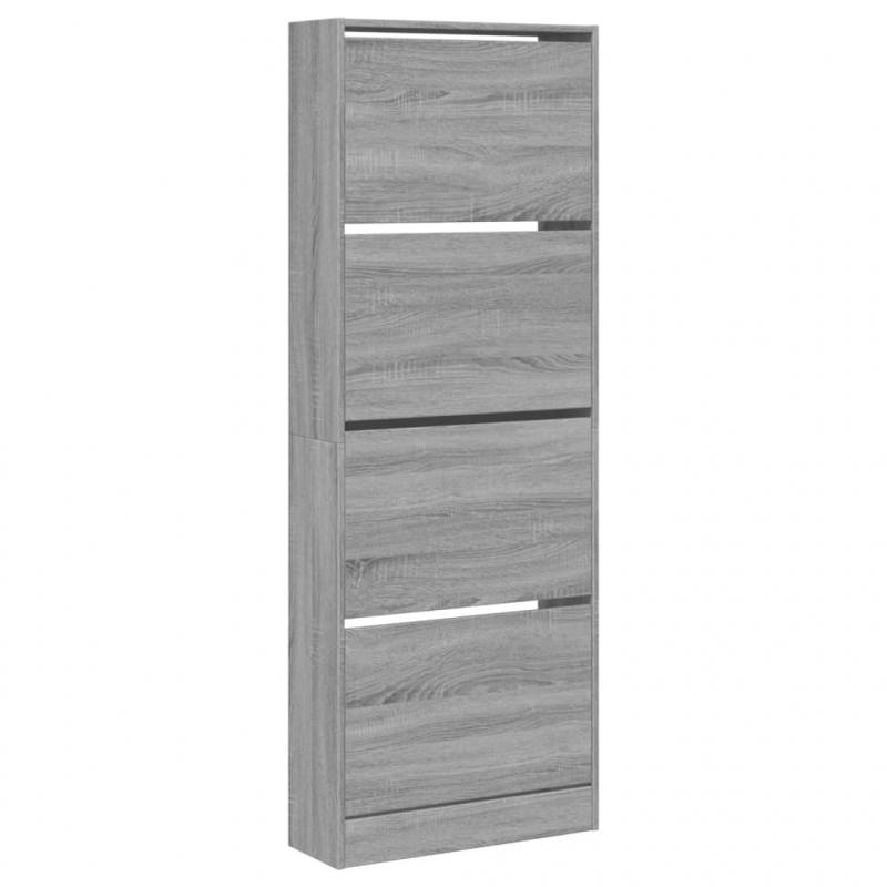 Schuhschrank Grau Sonoma 60x21x163,5 cm Holzwerkstoff