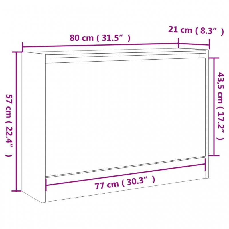 Schuhschrank Grau Sonoma 80x21x57 cm Holzwerkstoff