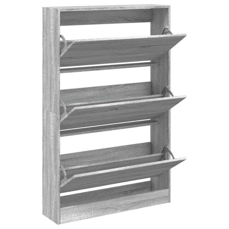 Schuhschrank Grau Sonoma 80x21x125,5 cm Holzwerkstoff