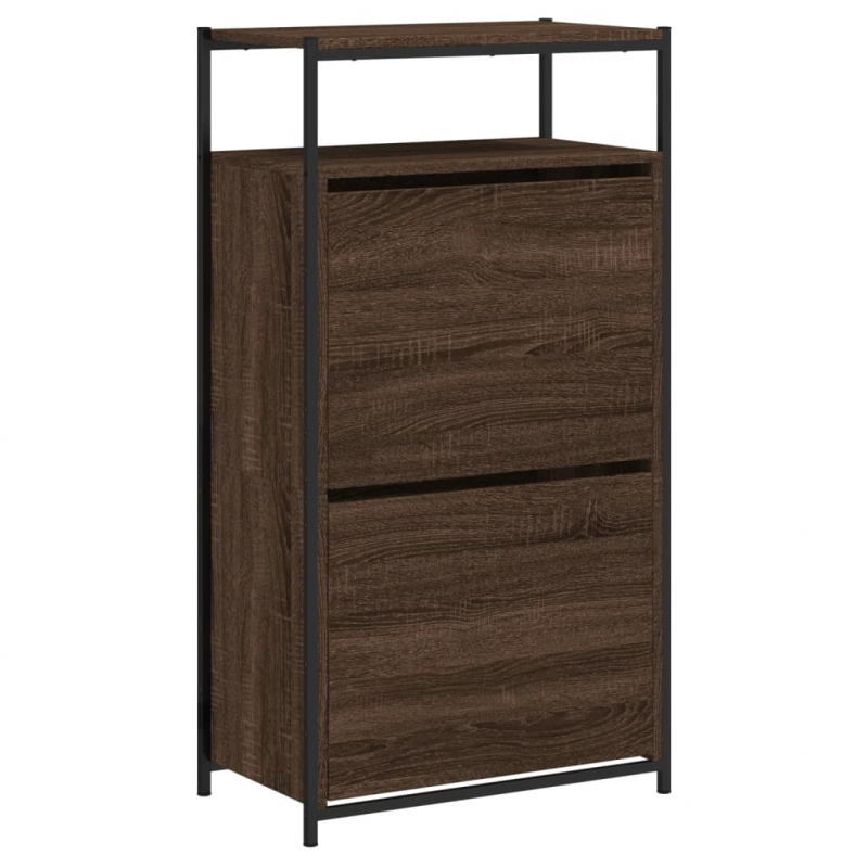 Schuhschrank Braun Eichen-Optik 60x34x112 cm Holzwerkstoff