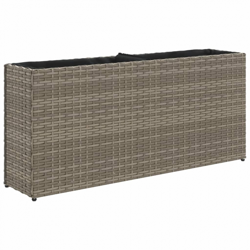 Hochbeet mit 2 Fächern Grau 90x20x40 cm Poly Rattan