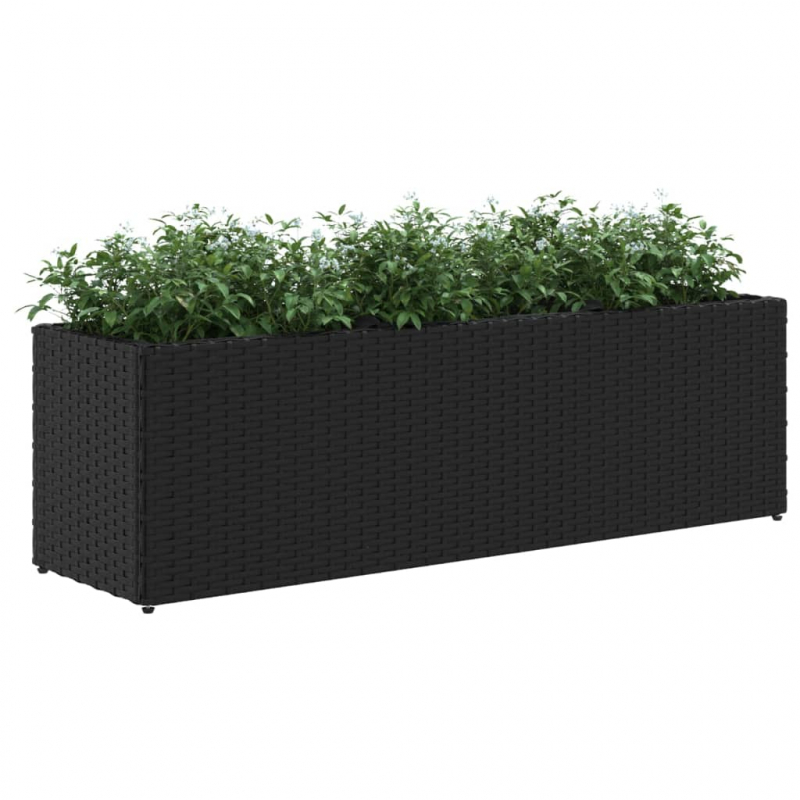 Hochbeet mit 3 Fächern Schwarz 105x30x32 cm Poly Rattan