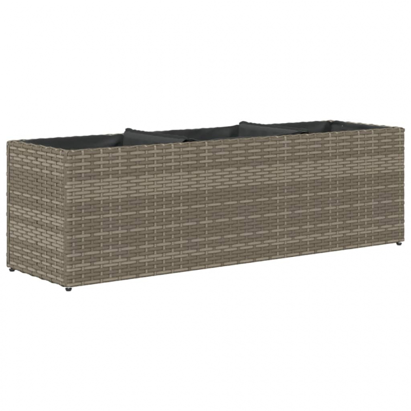 Hochbeet mit 3 Fächern Grau 105x30x32 cm Poly Rattan