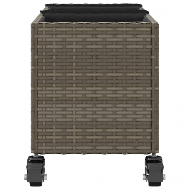 Pflanzkübel mit Rollen 3 Töpfe Grau 107x32x38 cm Poly-Rattan