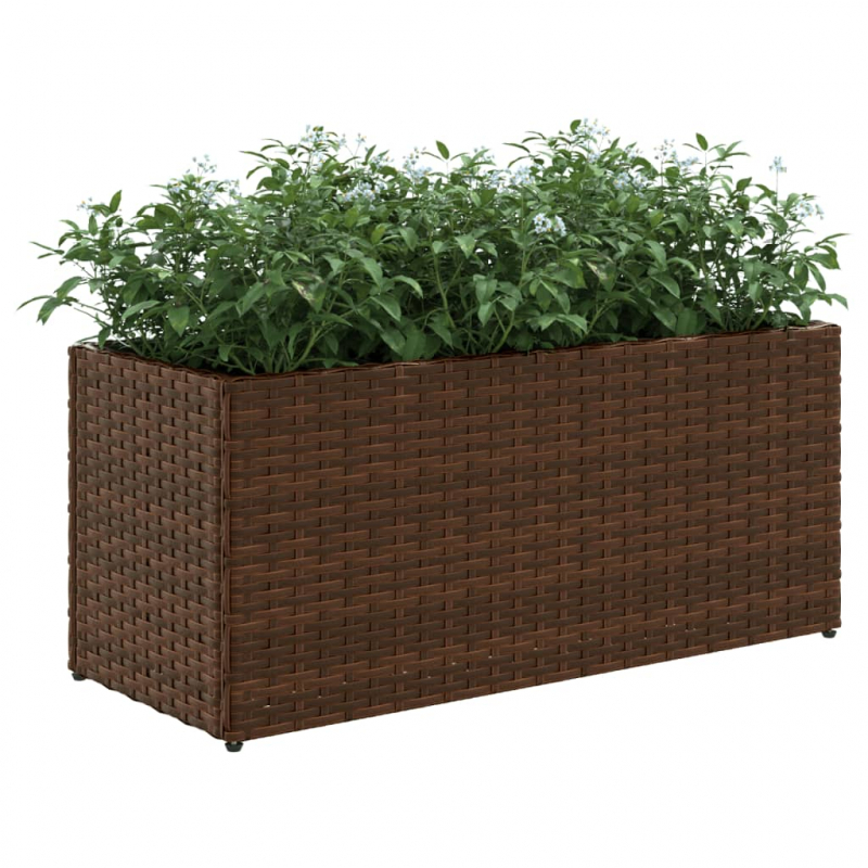 Pflanzkübel 2 Töpfe Braun 72x30x32 cm Poly-Rattan