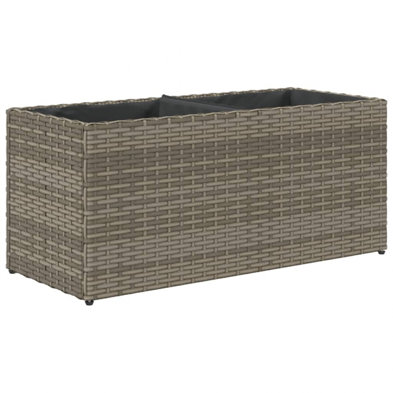 Hochbeet mit 2 Fächern Grau 72x30x32 cm Poly Rattan