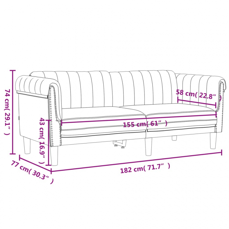 2-Sitzer Sofa Braun Kunstleder Wildleder-Optik