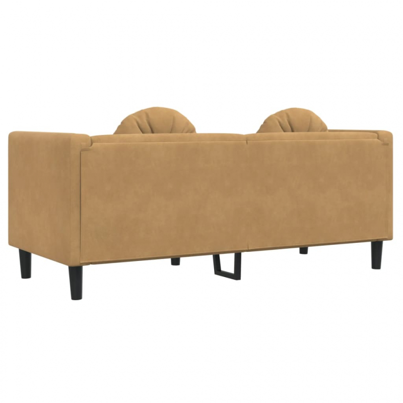 2-Sitzer Sofa mit Kissen Braun Kunstleder Wildleder-Optik