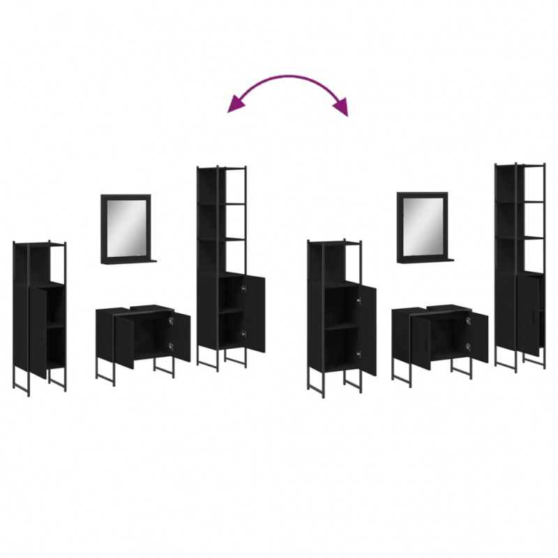 4-tlg. Badmöbel-Set Schwarz Holzwerkstoff