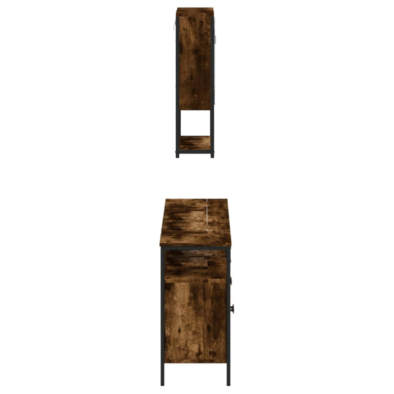 3-tlg. Badmöbel-Set Räuchereiche Holzwerkstoff