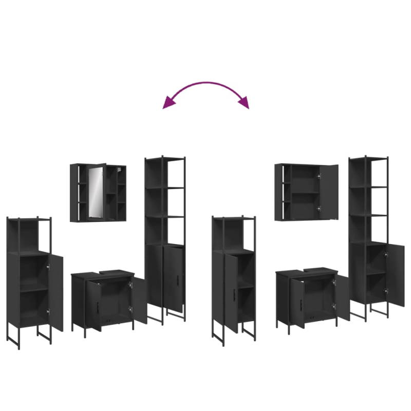 4-tlg. Badmöbel-Set Schwarz Holzwerkstoff