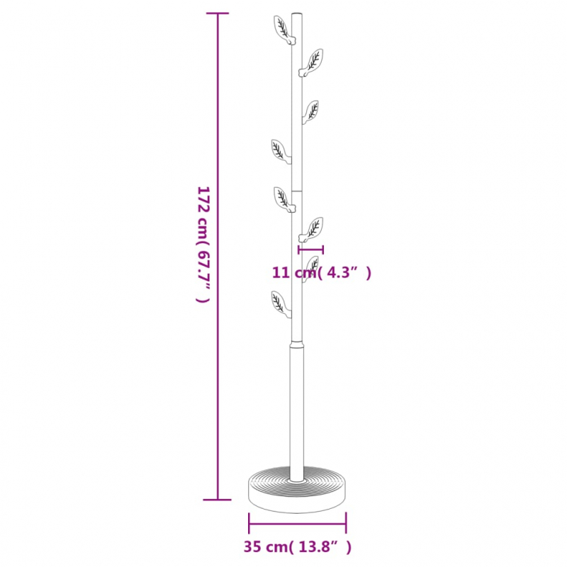 Garderobenständer Weiß 172 cm Pulverbeschichtetes Eisen