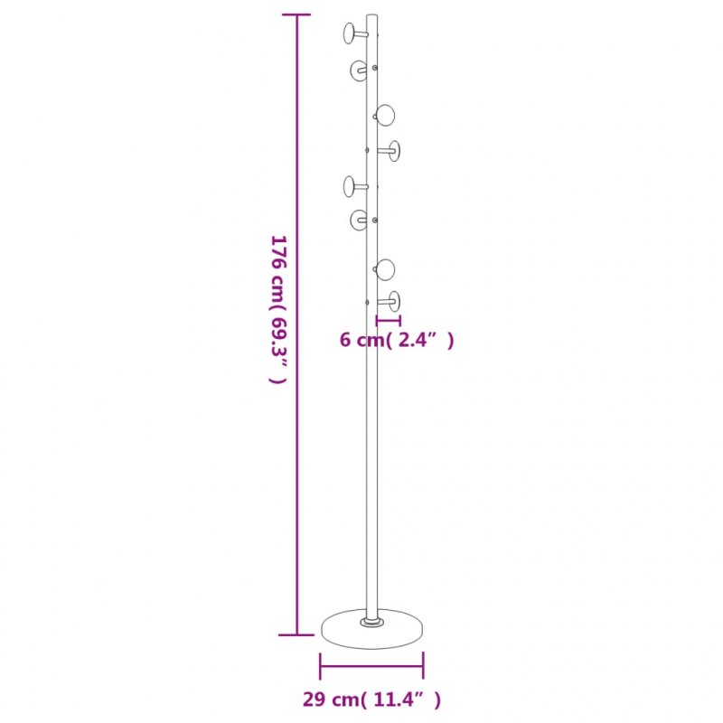 Garderobenständer Weiß 176 cm Pulverbeschichtetes Eisen