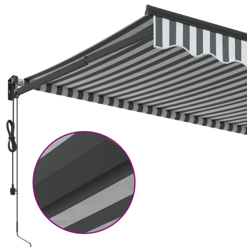 Markise Einziehbar Anthrazit und Weiß 5x3 m Stoff und Aluminium