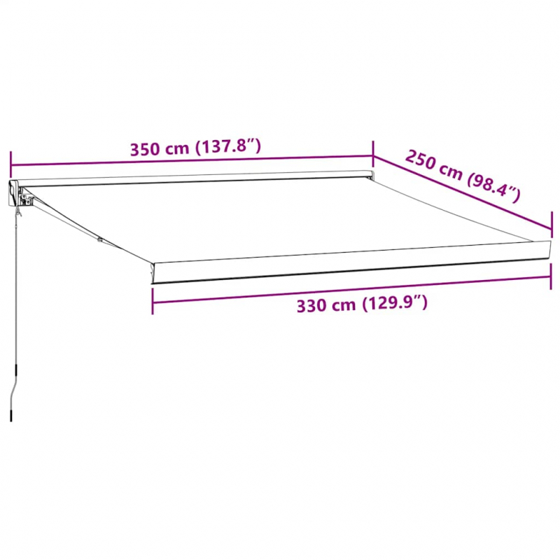 Markise Einziehbar Anthrazit & Weiß 3,5x2,5 m Stoff & Aluminium