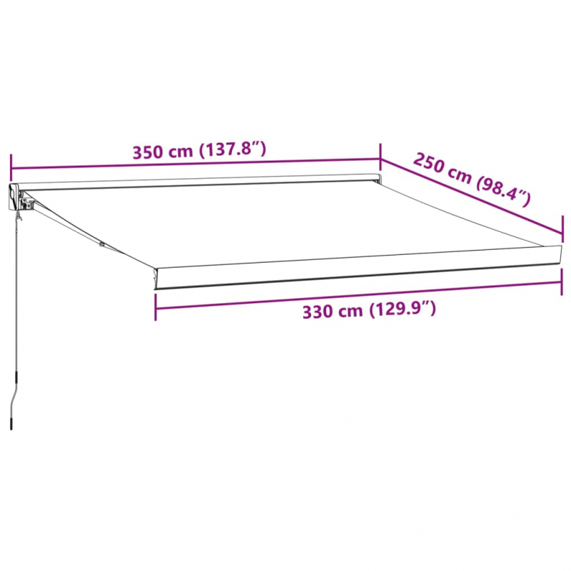 Markise Einziehbar Anthrazit & Weiß 3,5x2,5 m Stoff & Aluminium