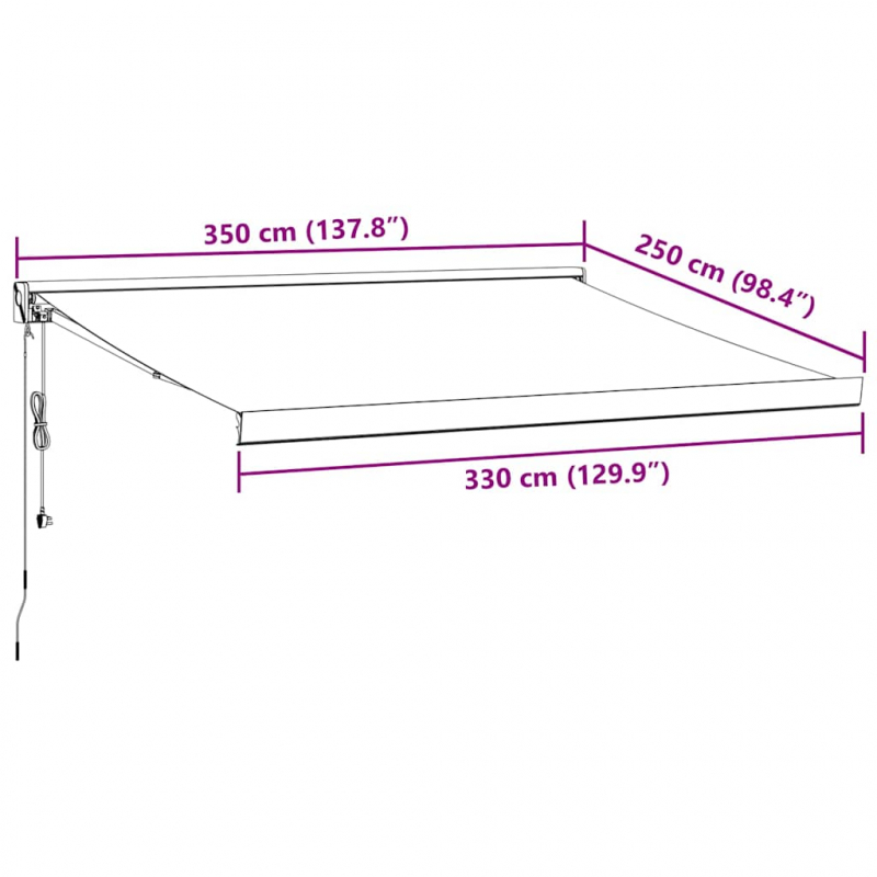 Markise Einziehbar Anthrazit & Weiß 3,5x2,5 m Stoff & Aluminium