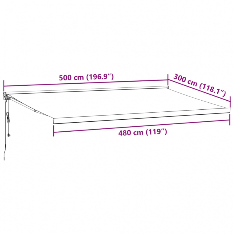 Markise Einziehbar Anthrazit und Weiß 5x3 m Stoff und Aluminium