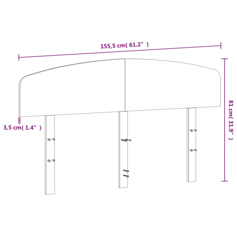 Kopfteil Weiß 150 cm Massivholz Kiefer