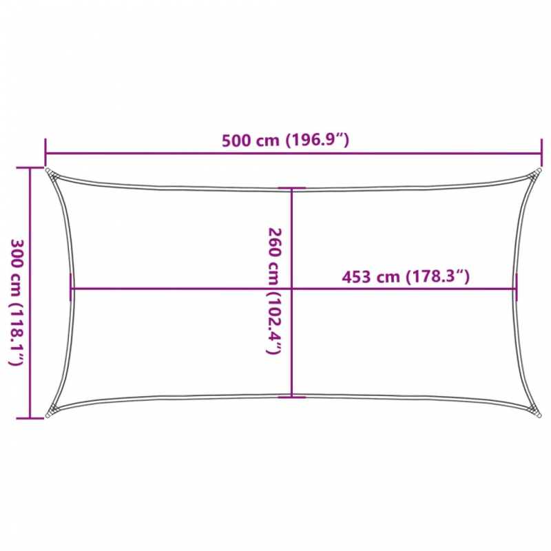 Sonnensegel Hellgrau 5x3 m 100% Polyester Oxford