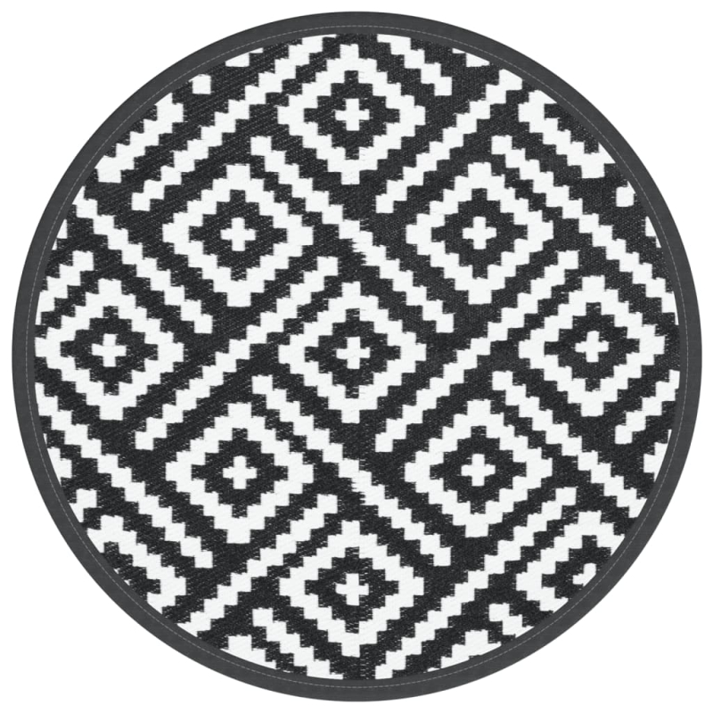 Outdoor-Teppich ARAKIL Weiß und Schwarz Ø120 cm PP