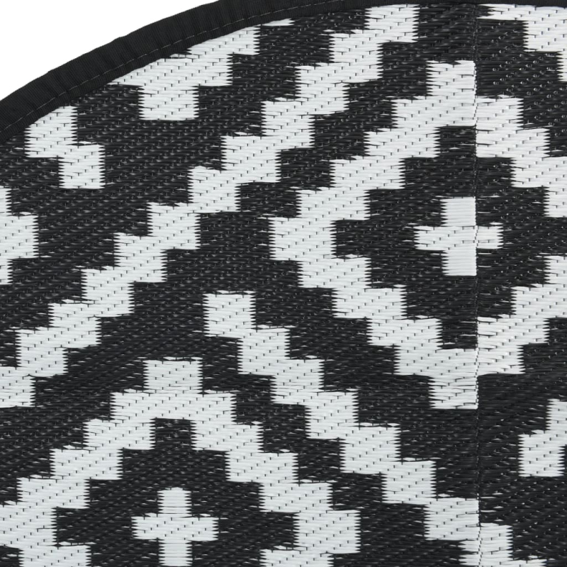Outdoor-Teppich ARAKIL Weiß und Schwarz Ø120 cm PP