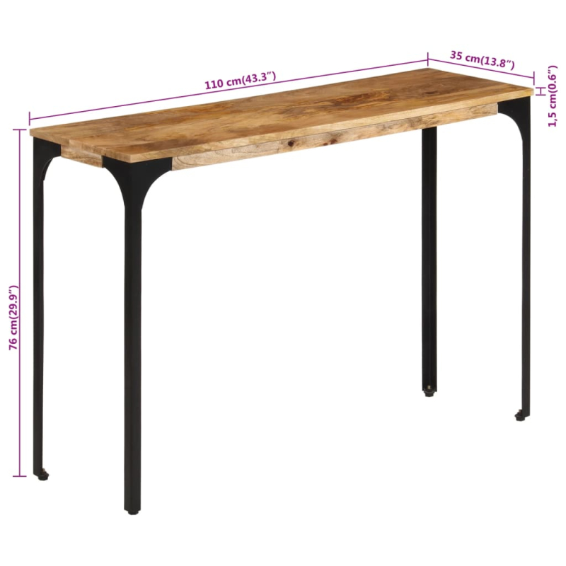 Konsolentisch Braun 110x35x76 cm Massivholz Mango und Eisen