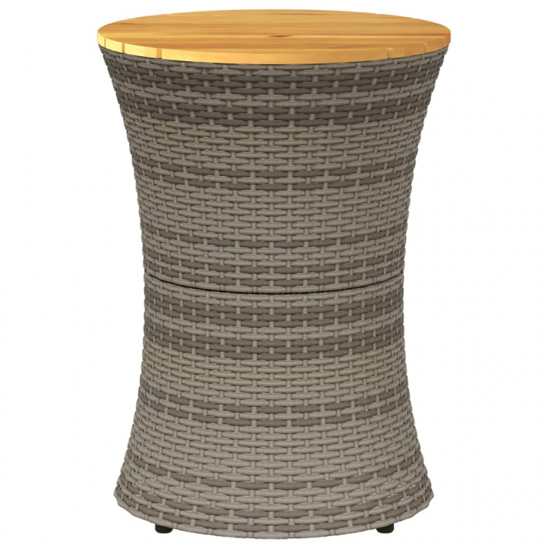 Garten-Beistelltisch Trommelform Grau Poly Rattan & Massivholz