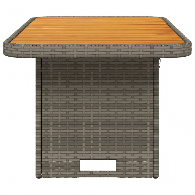 Gartentisch Grau 90x55x71 cm Poly Rattan und Akazienholz