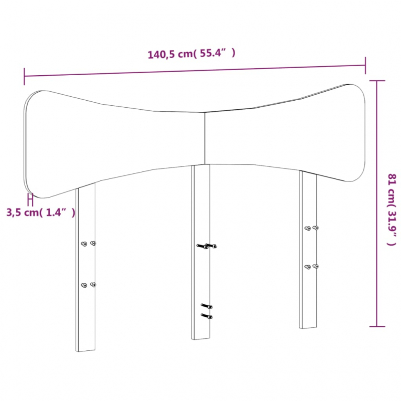 Kopfteil Weiß 135 cm Massivholz Kiefer