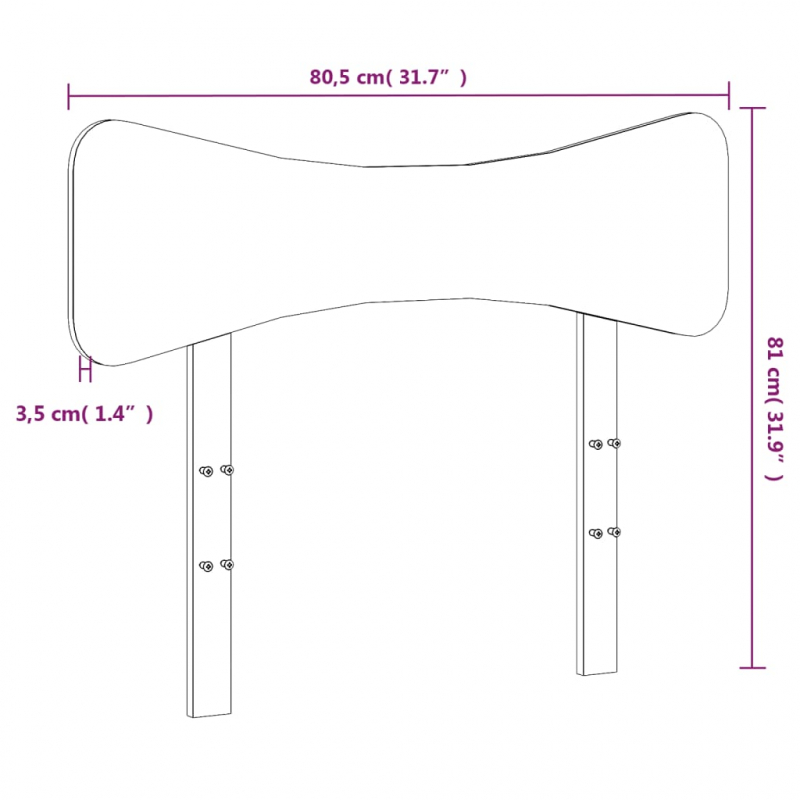 Kopfteil Weiß 75 cm Massivholz Kiefer