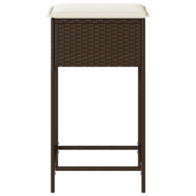 Garten-Barhocker mit Kissen 2 Stk. Braun Poly Rattan