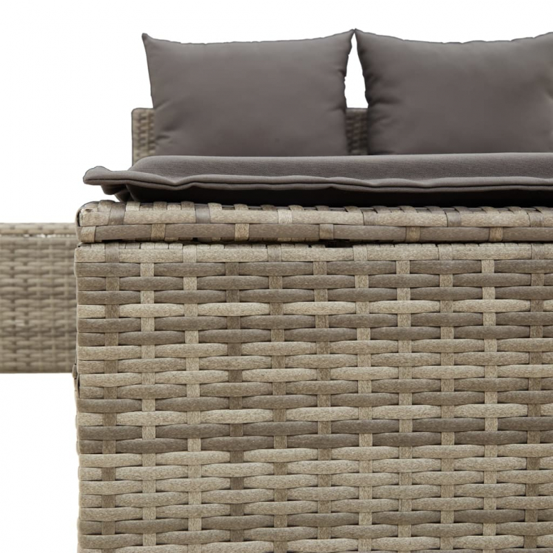 Doppel-Sonnenliege mit Kissen Grau Poly Rattan