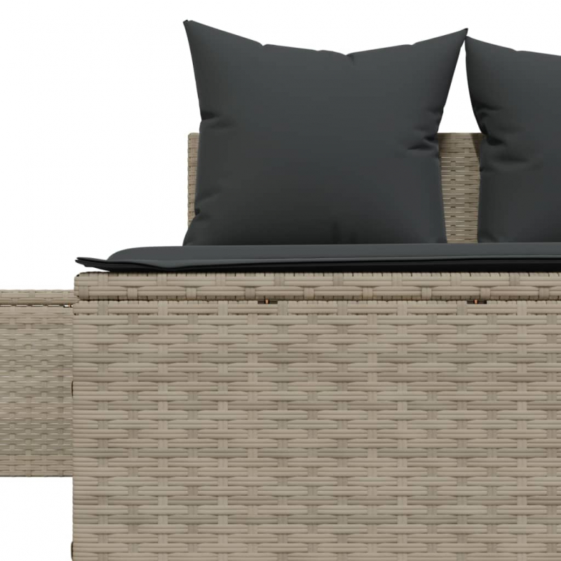 Doppel-Sonnenliege mit Kissen Hellgrau Poly Rattan