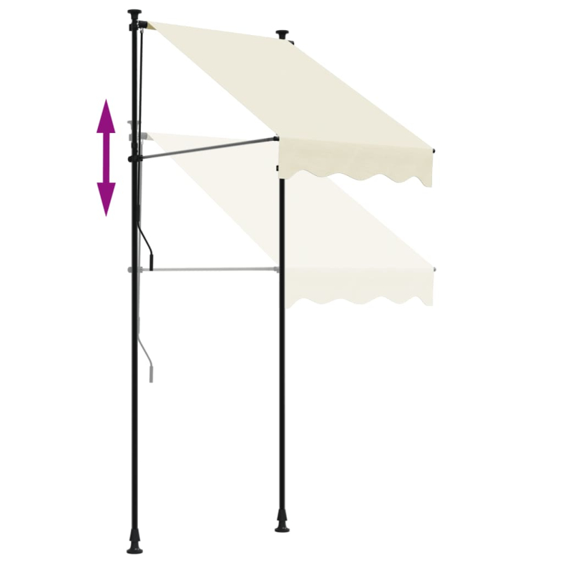 Markise Einziehbar Creme 100x150 cm Stoff und Stahl