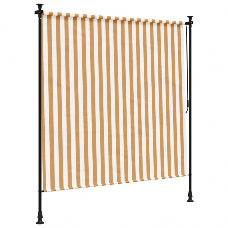 Außenrollo Orange und Weiß 150x270 cm Stoff und Stahl