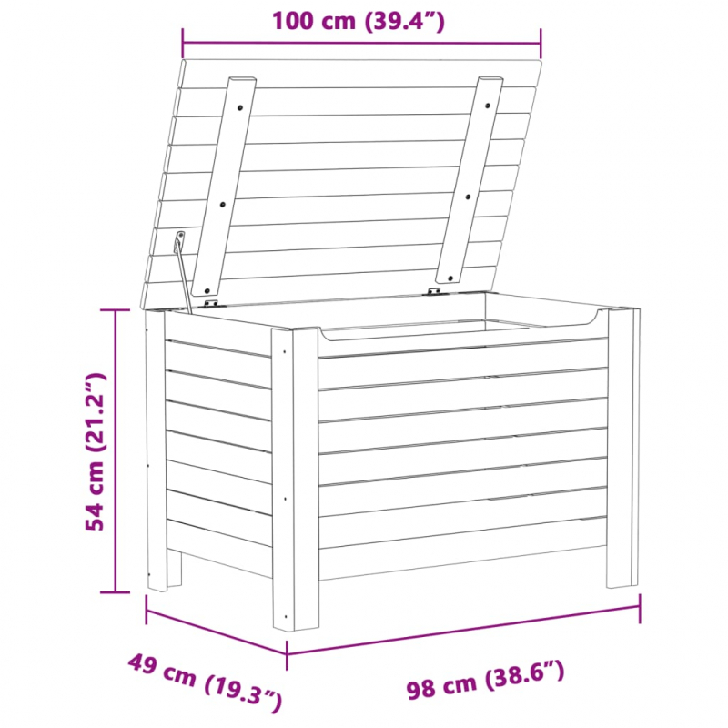 Truhe mit Deckel RANA Weiß 100x49x54 cm Massivholz Kiefer