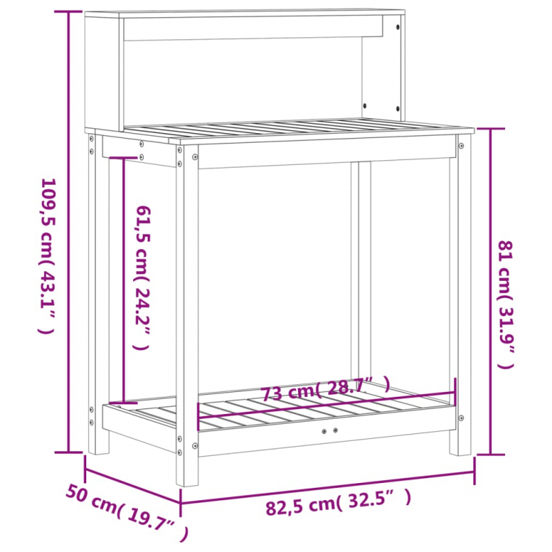 Pflanztisch Ablagen 82,5x50x109,5 cm Imprägniertes Kiefernholz