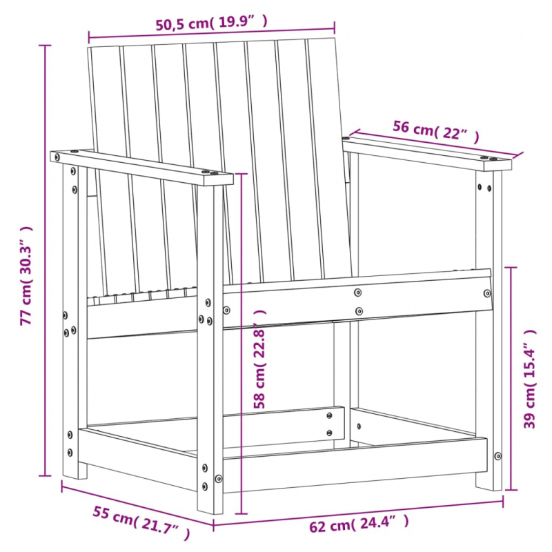 Gartenstuhl 62x56x77 cm Massivholz Douglasie