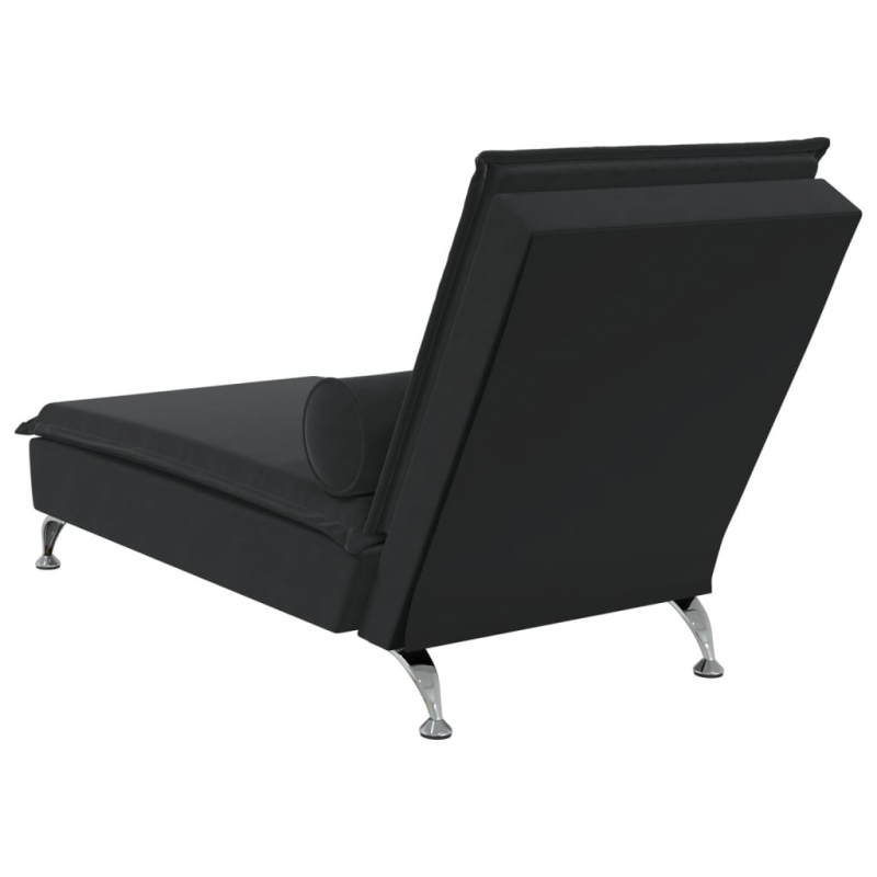 Massage-Chaiselongue mit Nackenrolle Schwarz Samt